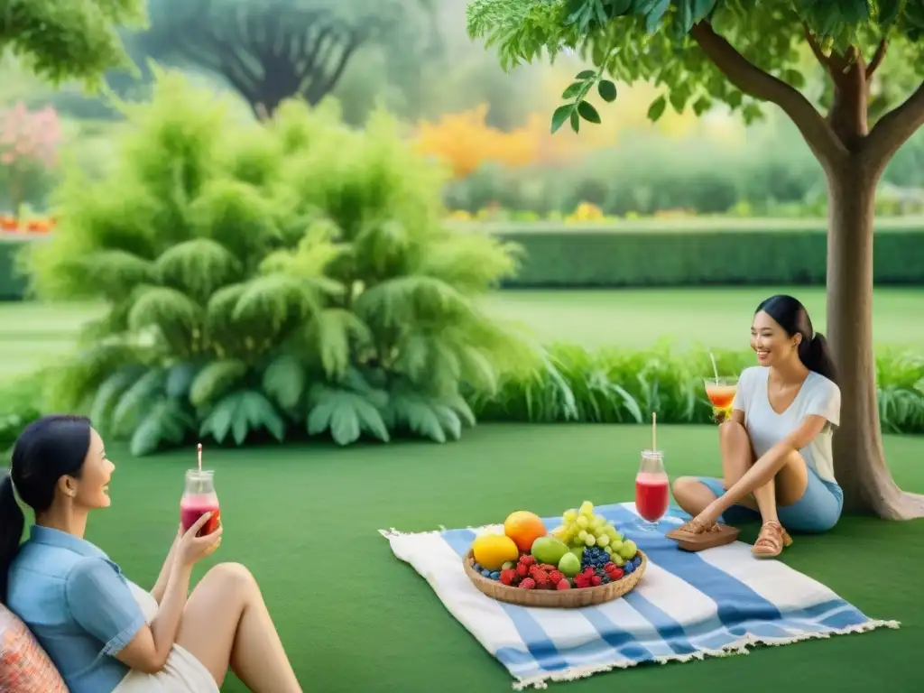 Pícnic vegano en el parque: diversión y vitalidad Un animado picnic en el parque con snacks saludables para veganos energía