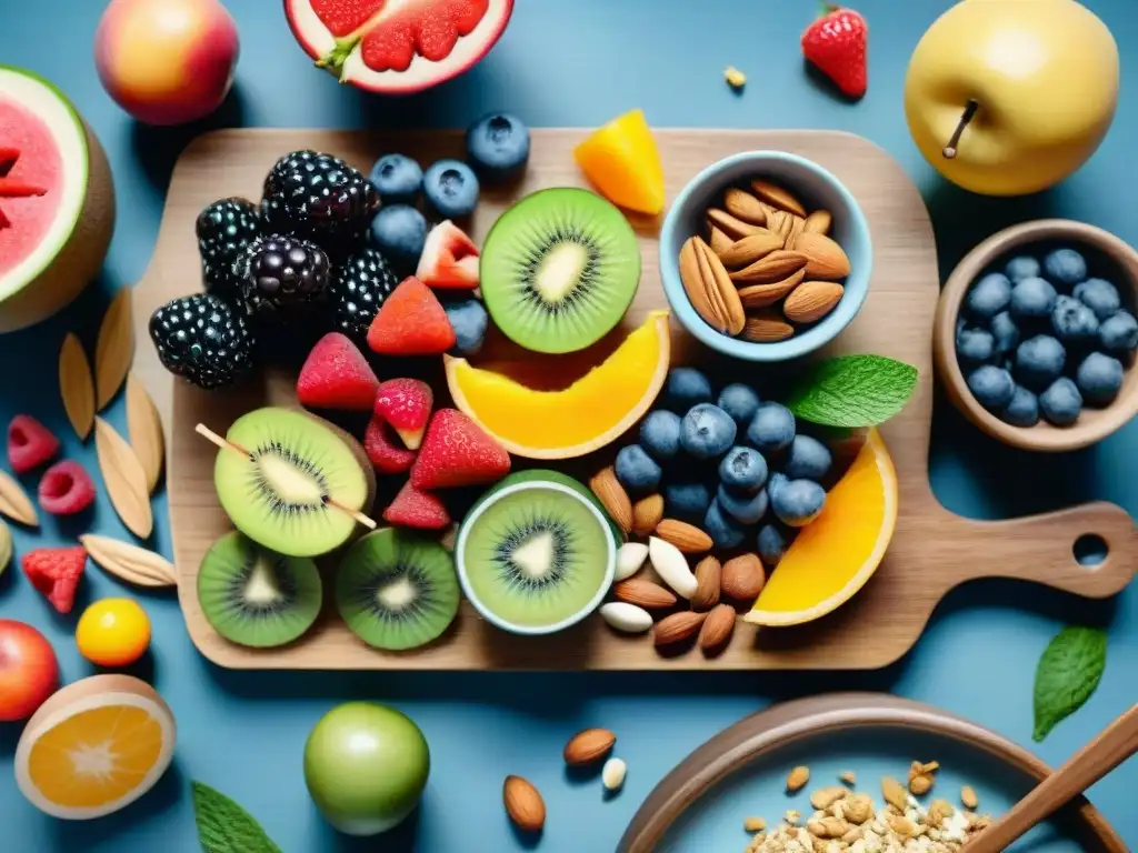 Deliciosos snacks saludables para atletas: frescura y energía Una colorida ilustración en acuarela de snacks saludables para deportistas, exudando frescura y energía