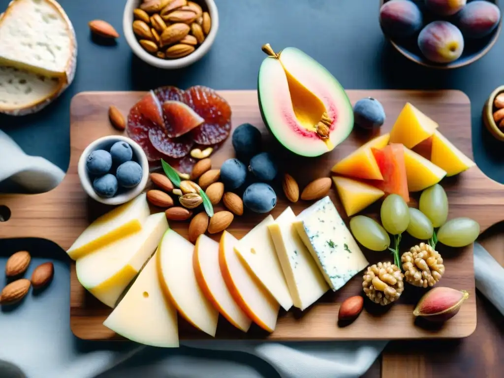 Tablero de charcutería gourmet: exquisitez de salados y quesos Delicada ilustración acuarela de tabla charcutería gourmet con snacks saludables proteínas gourmet
