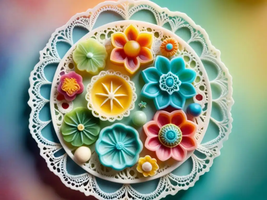 Delicias de gelatina: coloridas obras de arte comestibles Delicadas recetas gelatina baja carbohidratos en molde, colores vibrantes y detalles intrincados