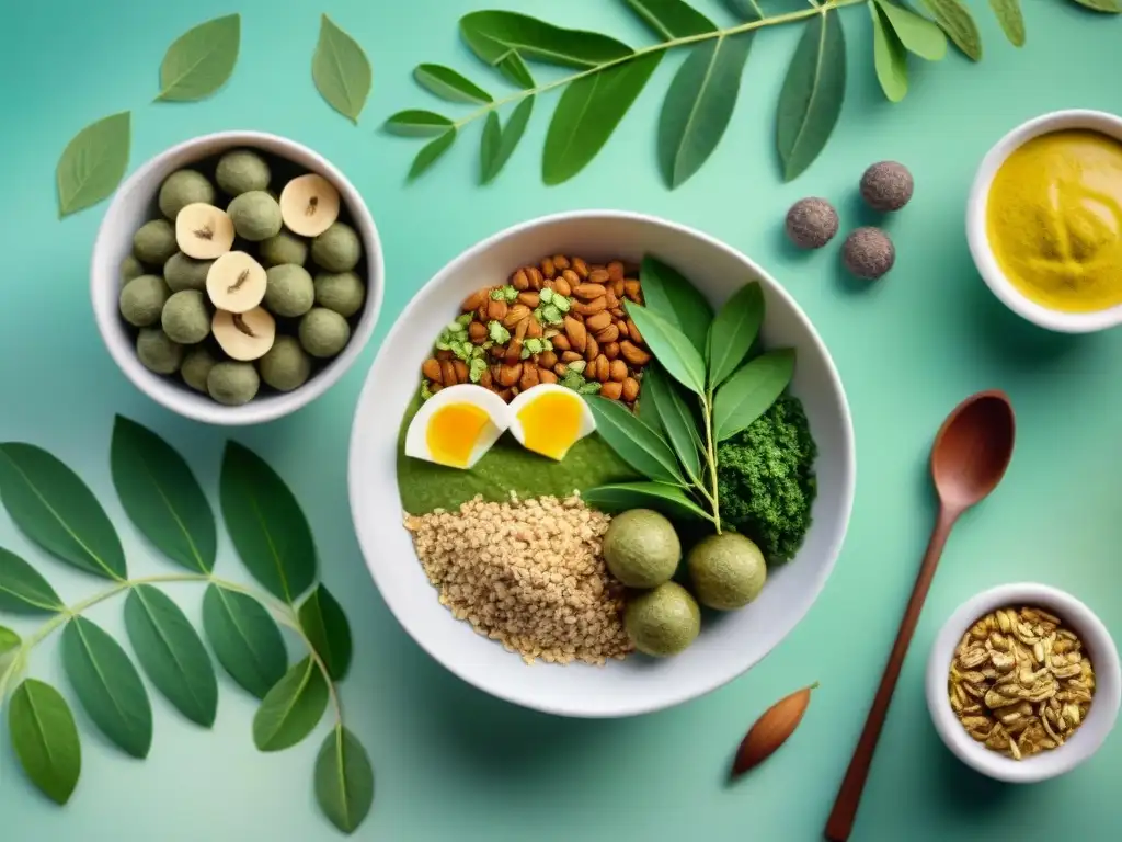 Deliciosos snacks con moringa: energía y color Delicados snacks vibrantes con beneficios de la moringa: bolas energéticas, smoothie bowls, barras de granola y trail mix