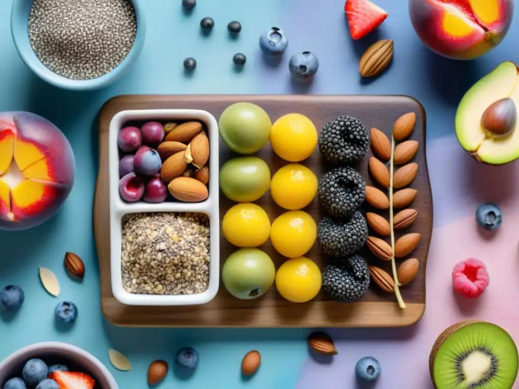 Deliciosos snacks con semillas de chía: ¡descubre la salud en colores! Deliciosas recetas de snacks saludables con semillas de chía en ilustración acuarela vibrante