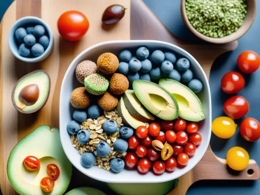 Deliciosos snacks sin gluten para gym en una ilustración detallada de acuarela: energéticas bolitas, chía pudding, tostadas de aguacate y frutos secos