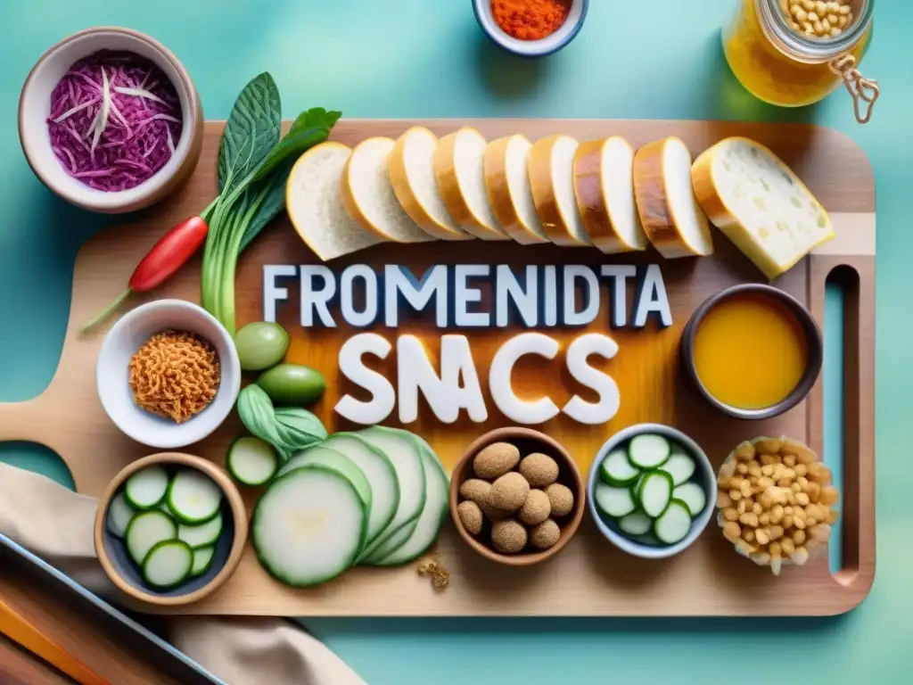 Deliciosas delicias fermentadas en acuarela Deliciosos snacks saludables fermentados en el trabajo