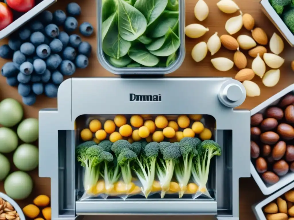 Máquina de envasado al vacío: sellado preciso de snacks frescos y coloridos Envasado al vacío de snacks saludables con máquina moderna y colorida frescura