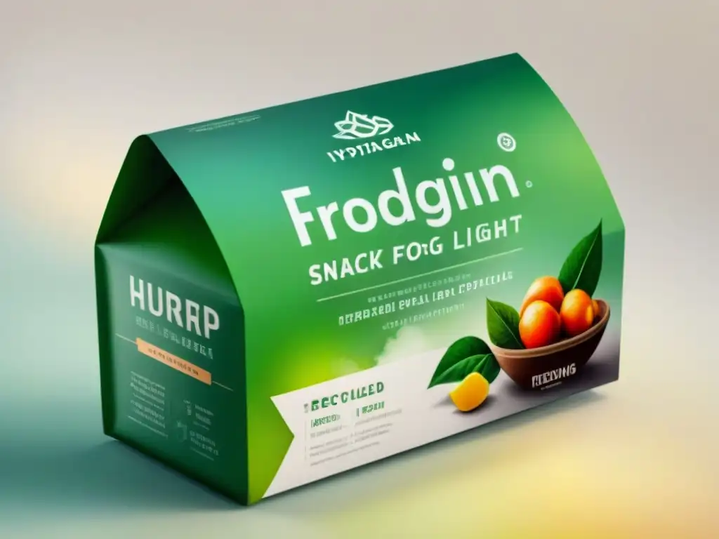 Diseño ecoamigable de snacks en acuarela Envases reciclados saludables snacks: Ilustración detallada de envase moderno de snacks en acuarela con colores vibrantes y elementos ecológicos