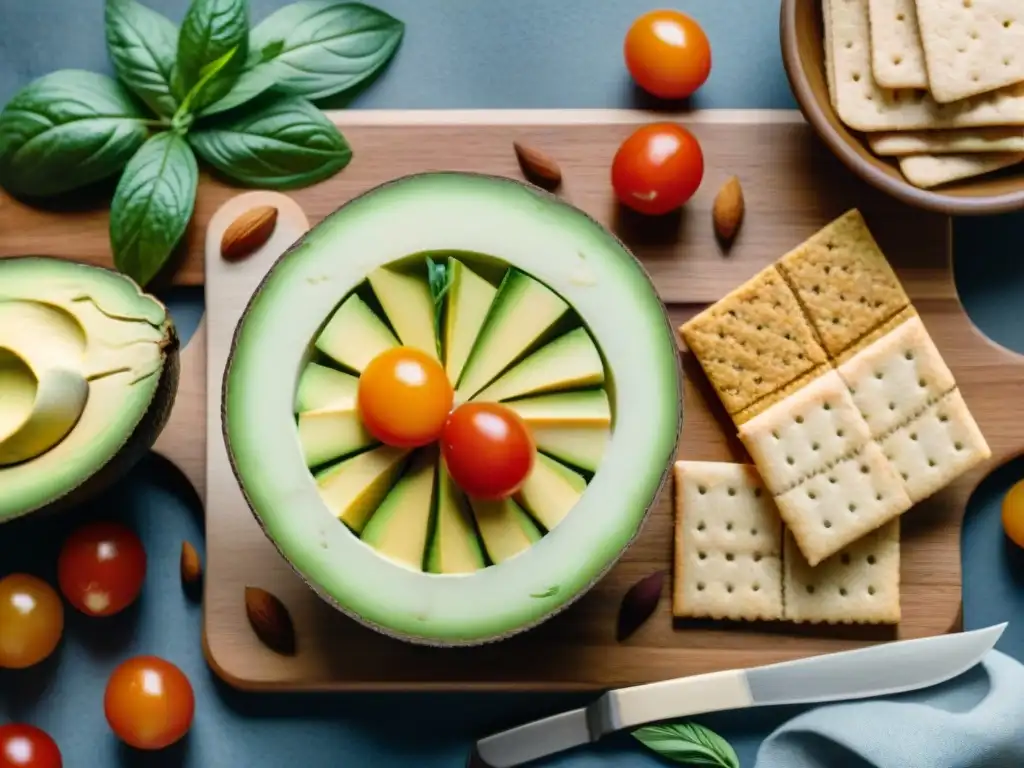 Snacks saludables: colorida ilustración acuarela con opciones nutritivas Una exquisita ilustración acuarelada detallada de una tabla con snacks saludables para salud cardiovascular