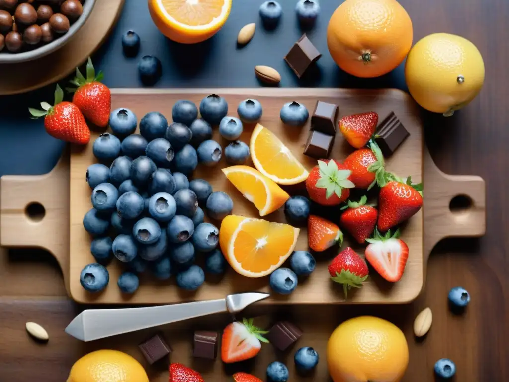 Bodegón saludable: snacks antioxidantes en acuarela detallada Una exquisita ilustración detallada en acuarela de snacks saludables con beneficios antioxidantes, como arándanos, chocolate oscuro, nueces y frutas vibrantes