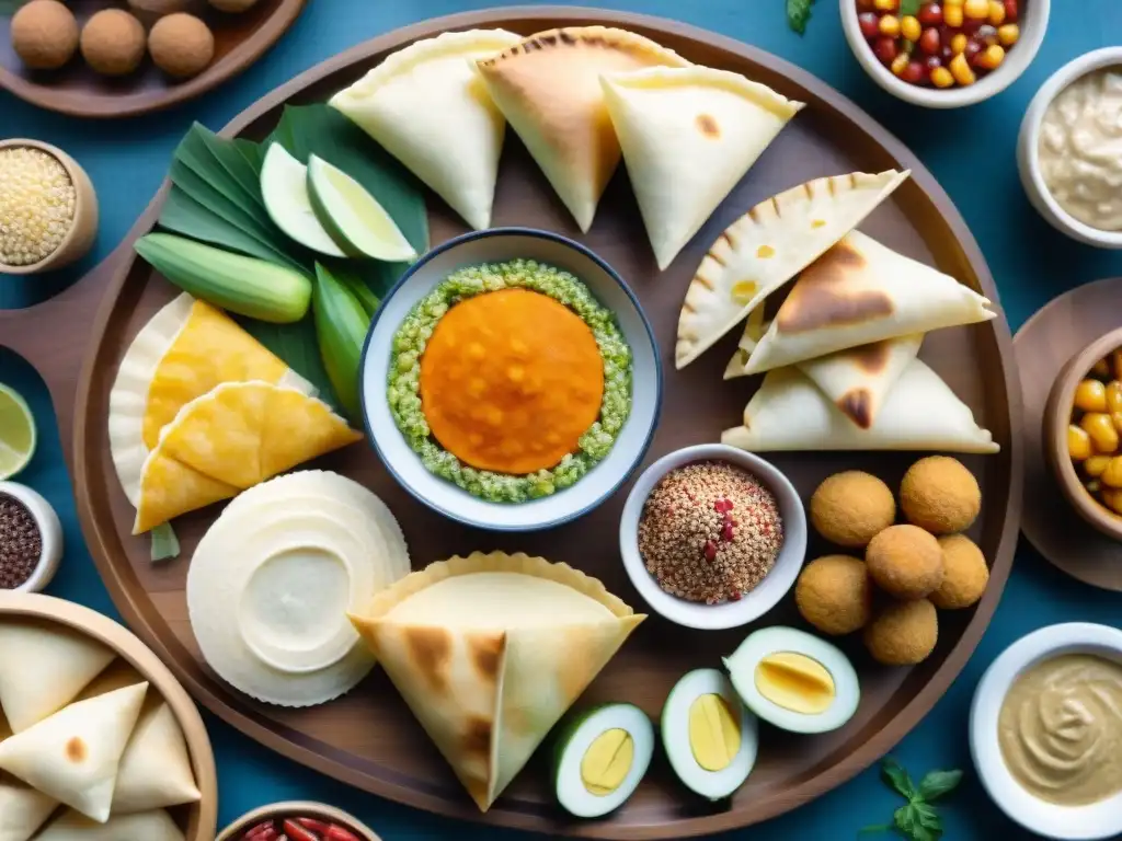 Delicias del mundo en acuarela detallada Una exquisita pintura acuarela de snacks saludables tradicionales de todo el mundo en un gran plato de madera
