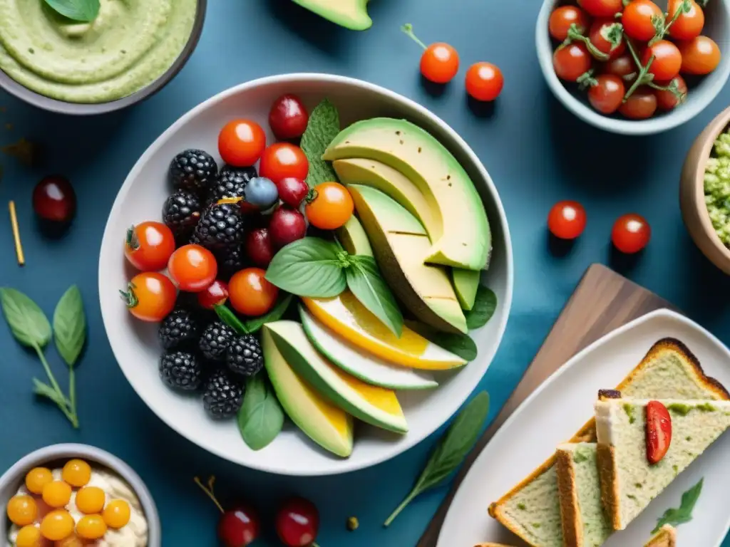 Deliciosos snacks veganos: frescura y color en acuarela Una exquisita ilustración acuarela de snacks veganos fáciles preparar, con una variedad de opciones frescas y coloridas