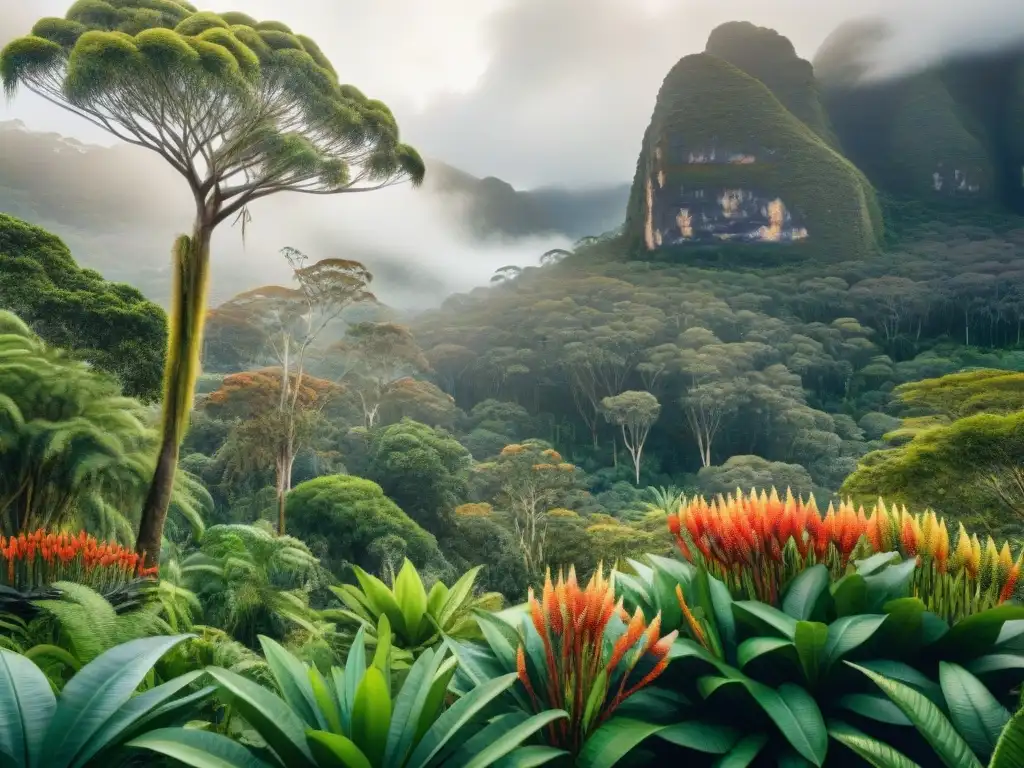 Exuberante bosque australiano: plantas ricas en proteínas y fibras Un exuberante bosque lluvioso australiano con plantas nativas ricas en proteínas y fibras