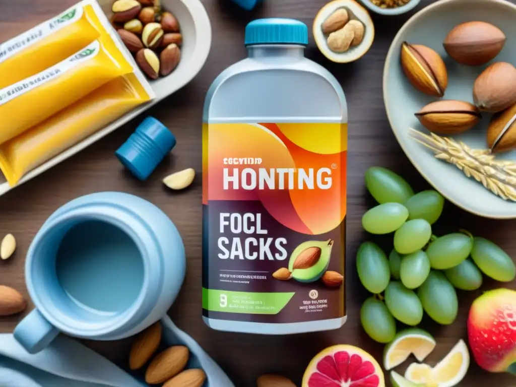Snacks energéticos saludables para deportistas: ilustración acuarela Un festín energético para deportistas: snacks saludables, café y zapatillas, vibrantes y frescos