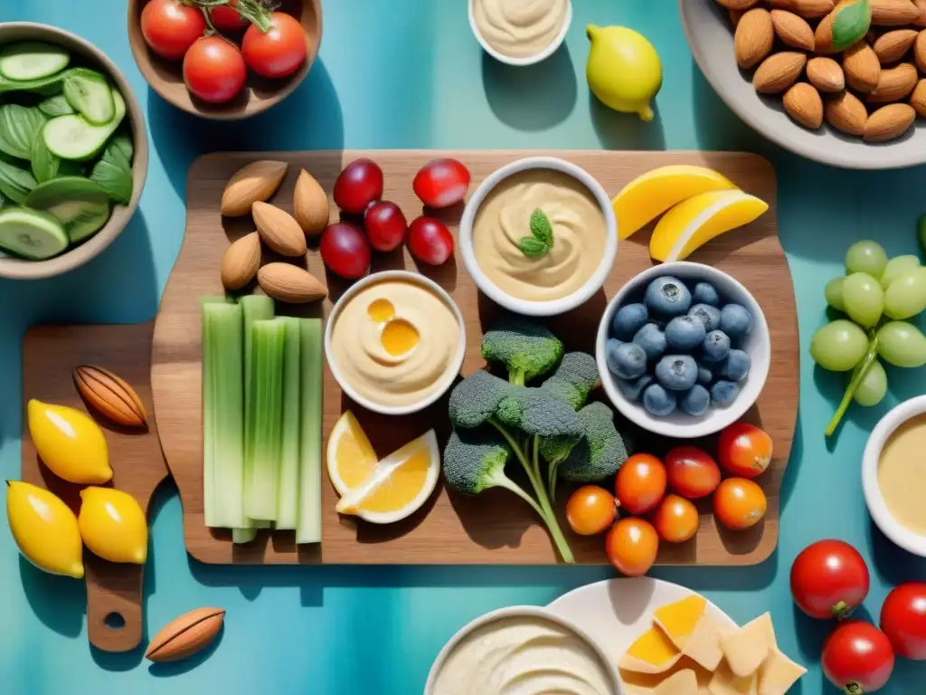 Bodegón de snacks saludables: acuarela detallada Un festín de snacks saludables recetas tips expertos en una ilustración detallada de acuarela