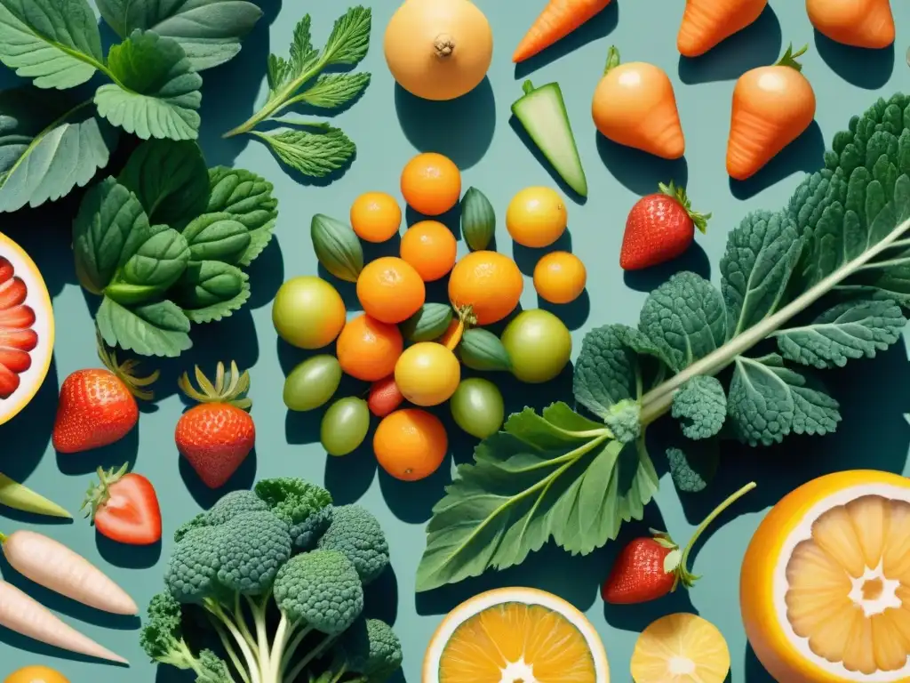 Deliciosa variedad de snacks orgánicos en acuarela Un festín visual de snacks orgánicos: fresas maduras, zanahorias crujientes, kale verde y naranjas jugosas