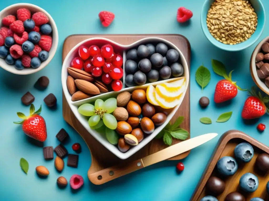 Deliciosos snacks saludables: ilustración en acuarela Un festín visual de snacks saludables para salud cardiovascular, vibrante y tentador
