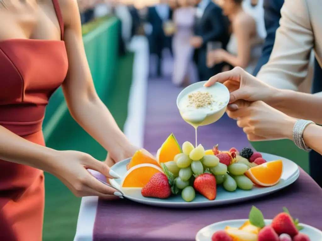 Estrellas saludables en alfombra roja: glamour y snacks nutritivos Una glamurosa alfombra roja con celebridades elegantes disfrutando de snacks saludables en un evento exclusivo