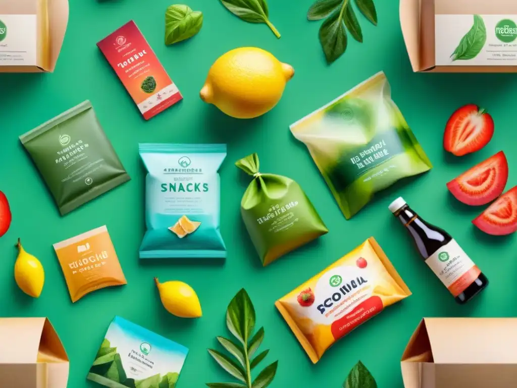 Packaging ecológico para snacks: ilustración detallada en acuarela Una ilustración detallada en acuarela de opciones de empaques ecológicos para snacks saludables