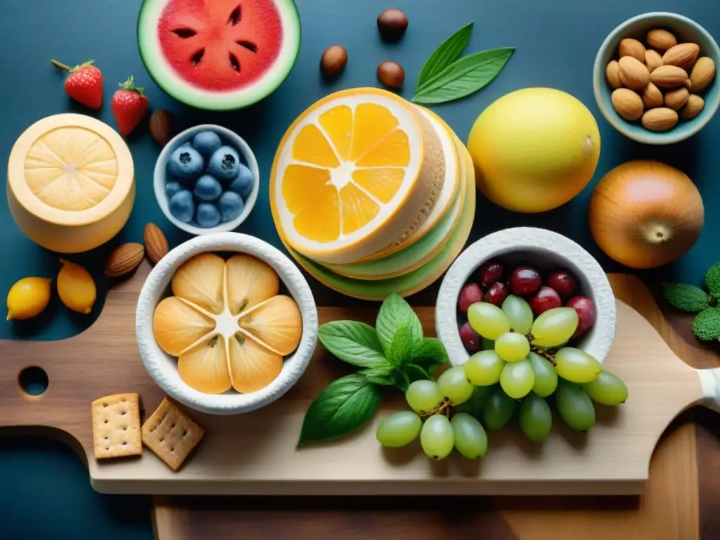 Una ilustración detallada en acuarela de tentadores snacks saludables certificados halal y kosher, con colores vibrantes y frescura