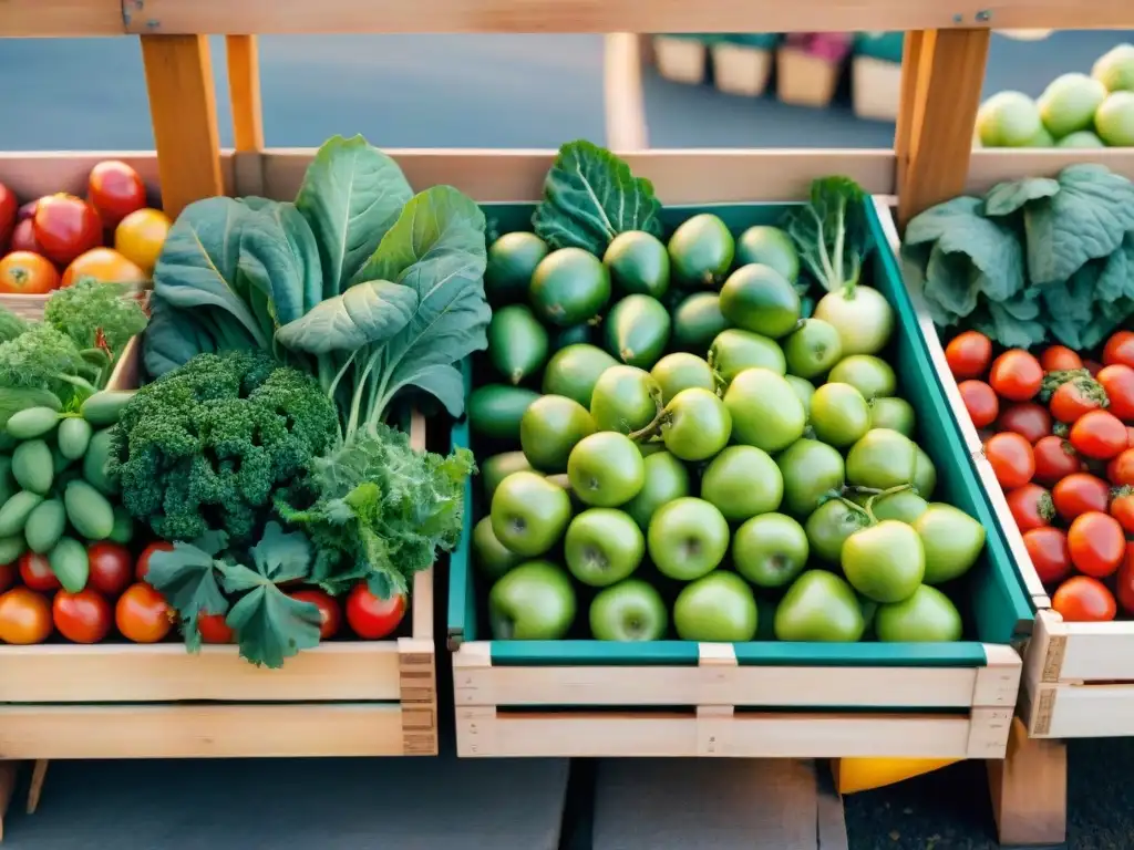 Mercado campesino: explosión de colores y sabores frescos Un mercado de agricultores rebosante de frutas y verduras de temporada, capturando la esencia de productos frescos y saludables