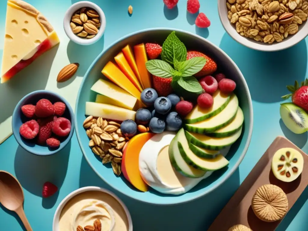 Deliciosa variedad de snacks saludables en acuarela Un mostrador de cocina lleno de snacks saludables personalizados PlateJoy en una ilustración detallada en acuarela