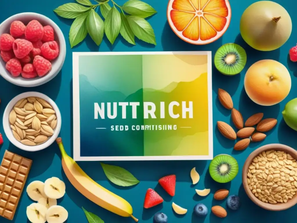 Deliciosos snacks saludables para atletas: una ilustración detallada en acuarela Una obra detallada de acuarela con snacks saludables para deportistas: frutas, frutos secos, semillas y granos enteros, vibrantes y frescos
