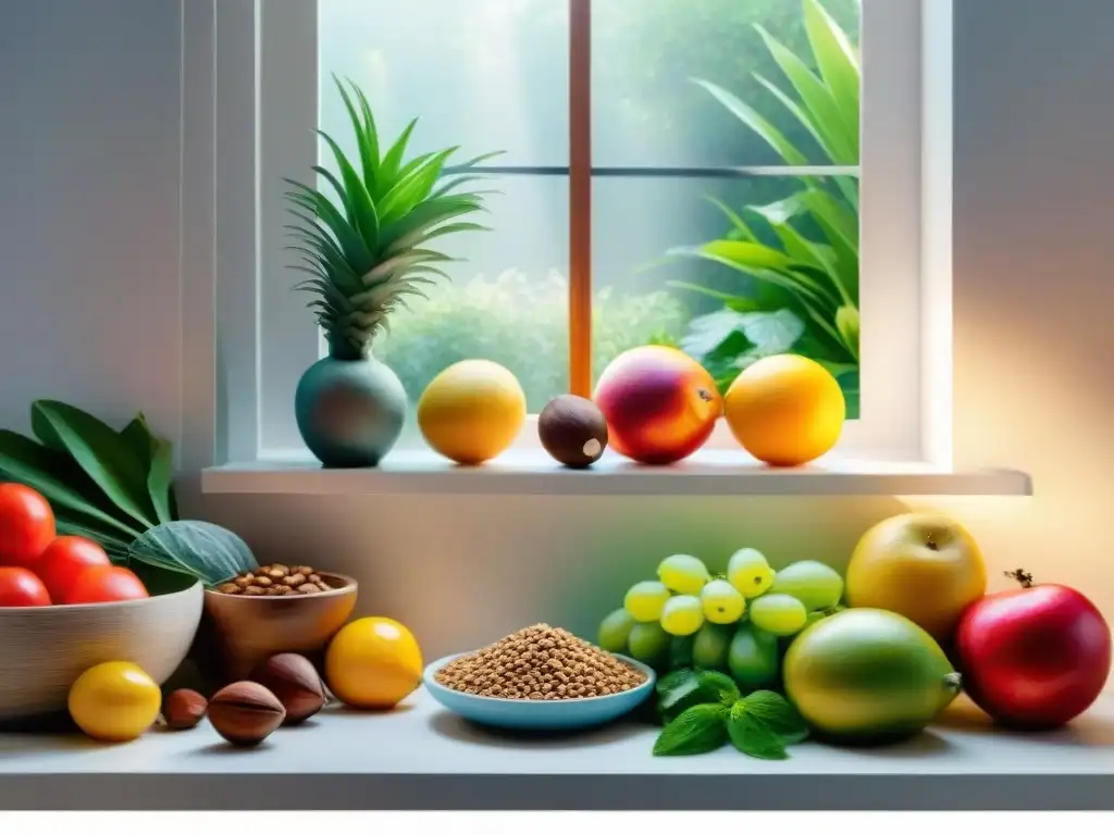 Panificadora moderna rodeada de ingredientes frescos en acuarela Panificadora moderna rodeada de ingredientes frescos para preparar snacks saludables