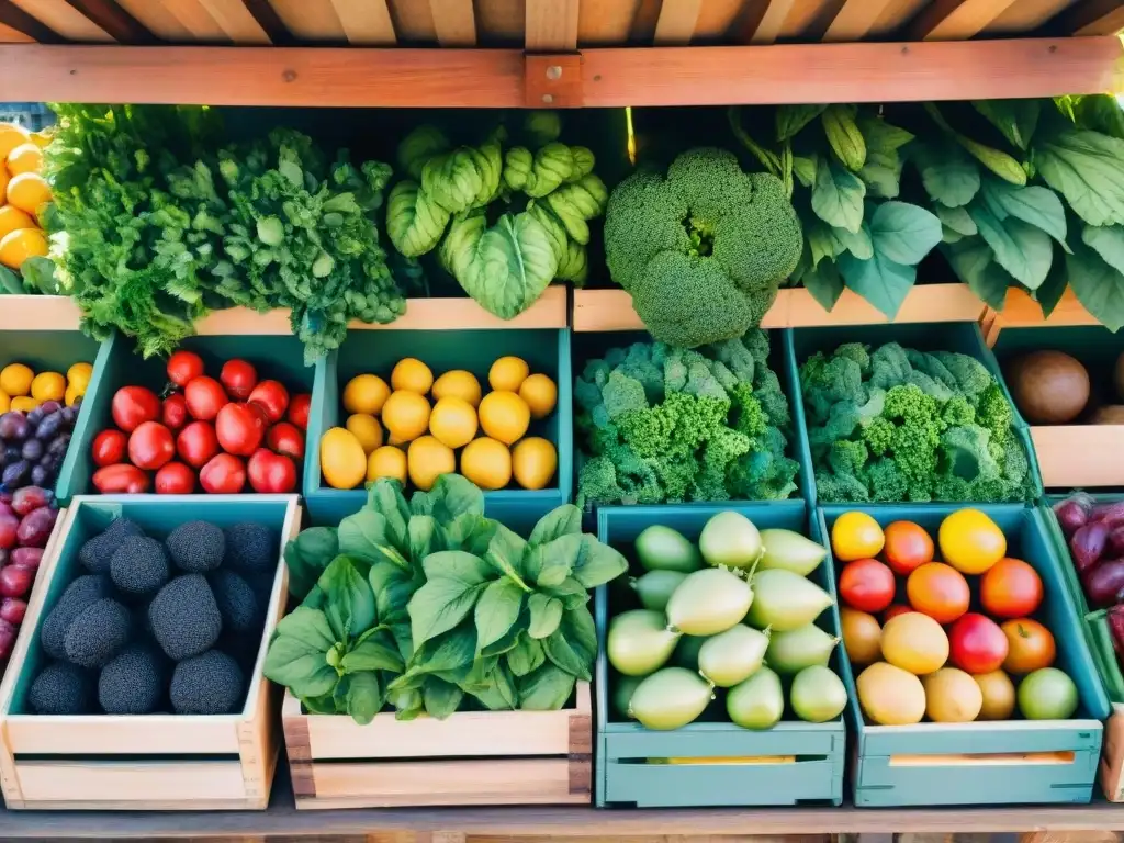 Mercado campesino: frutas y verduras frescas en acuarela Un puesto de mercado rebosante de frutas y verduras frescas y coloridas, evocando la esencia de cada temporada