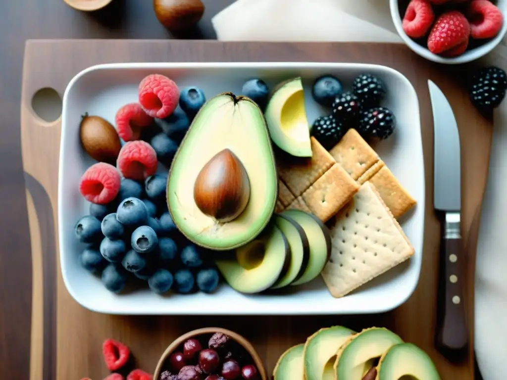 Bodegón saludable: snacks vibrantes y naturales en acuarela Un variado y vibrante bodegón de snacks saludables para salud cardiovascular, detallado en acuarela