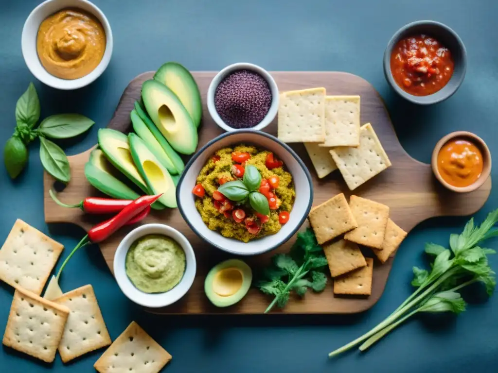 Deliciosos snacks saludables y picantes en acuarela Una variedad de snacks saludables y picantes en una tabla de madera rústica