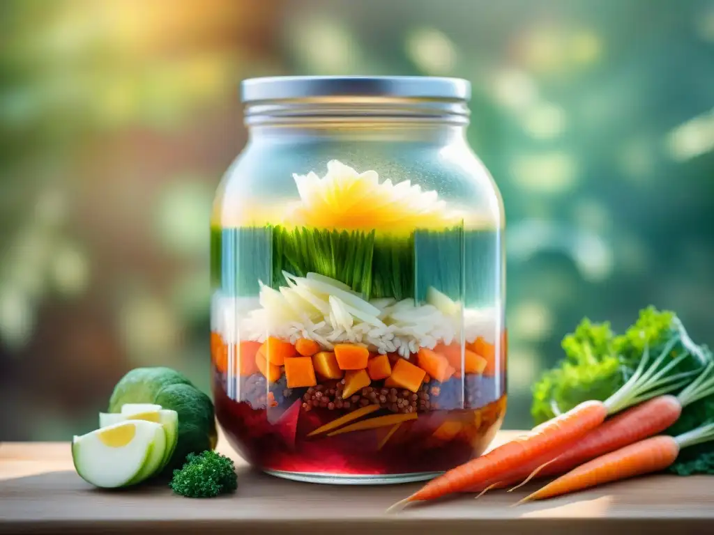 Delicias fermentadas: kimchi, kombucha, kefir y sauerkraut Un vibrante bodegón en acuarela de snacks saludables fermentados deliciosos como kimchi, kombucha, kefir y sauerkraut