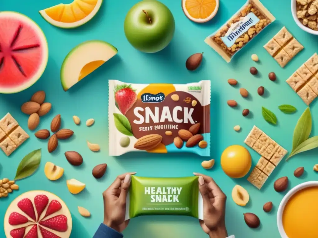 Influencers promocionan snacks saludables en ilustración acuarela Un vibrante ilustración acuarela de influencers promocionando snacks saludables en un ambiente positivo y profesional