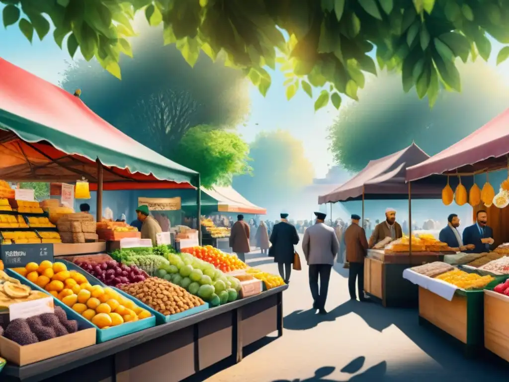 Vibrante mercado con snacks halal y kosher certificados