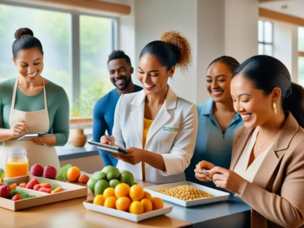 Workshop de snacks saludables: diversidad y aprendizaje Un vibrante taller de snacks saludables certificados con diversidad de participantes aprendiendo y creando juntos